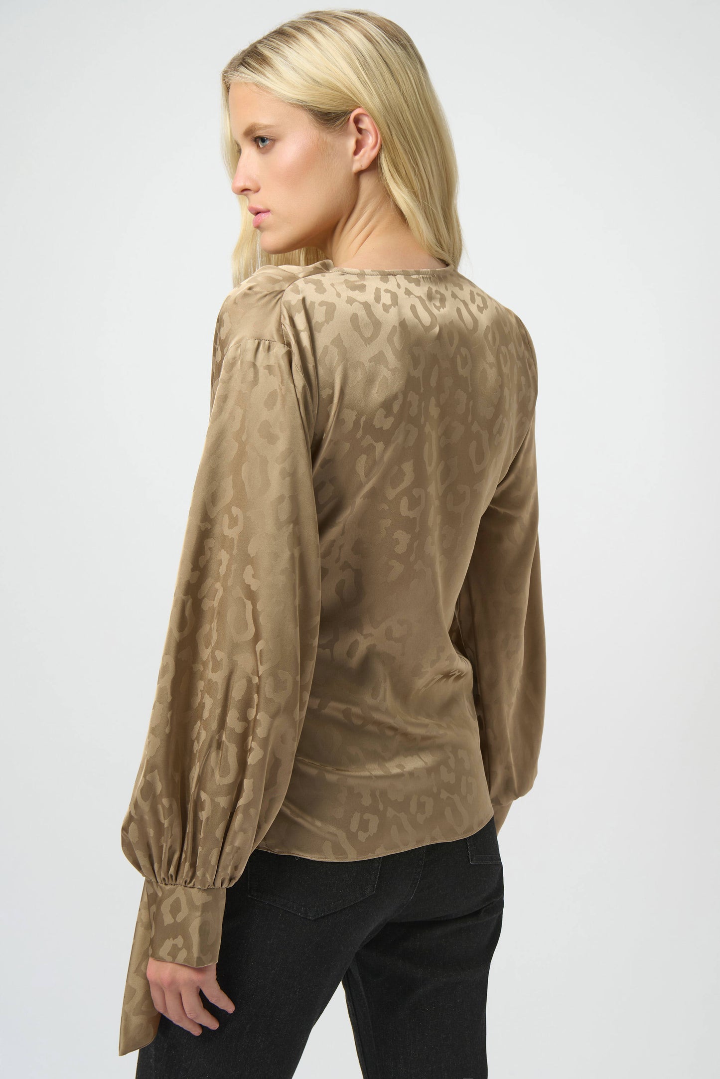 SALE Joseph Ribkoff Jacquard Satin Animal Print Wrap Top - Sizes: 10 12 14 16