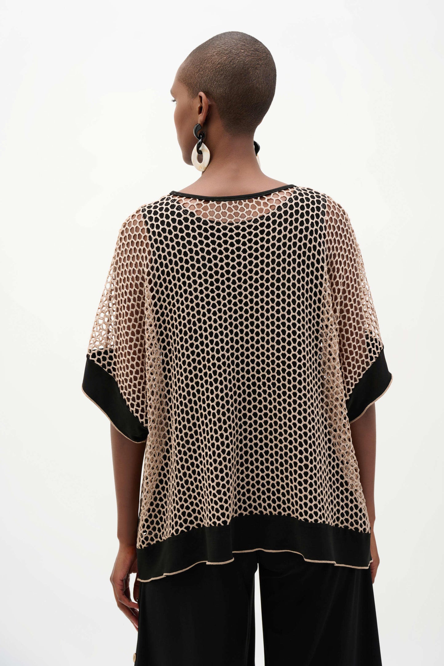 Joseph Ribkoff Mesh Trapeze Top - Black/Beige - Sizes: 10 12 16 18