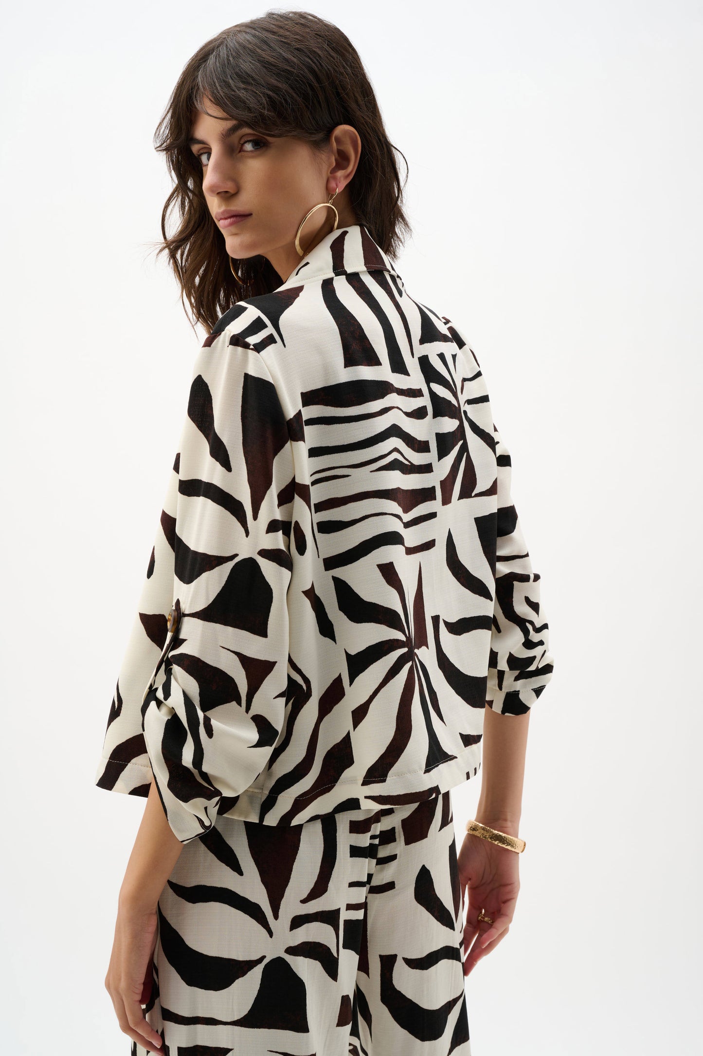 Joseph Ribkoff Woven Gauze Tropical Print Boxy Blazer - Sizes: 10 16