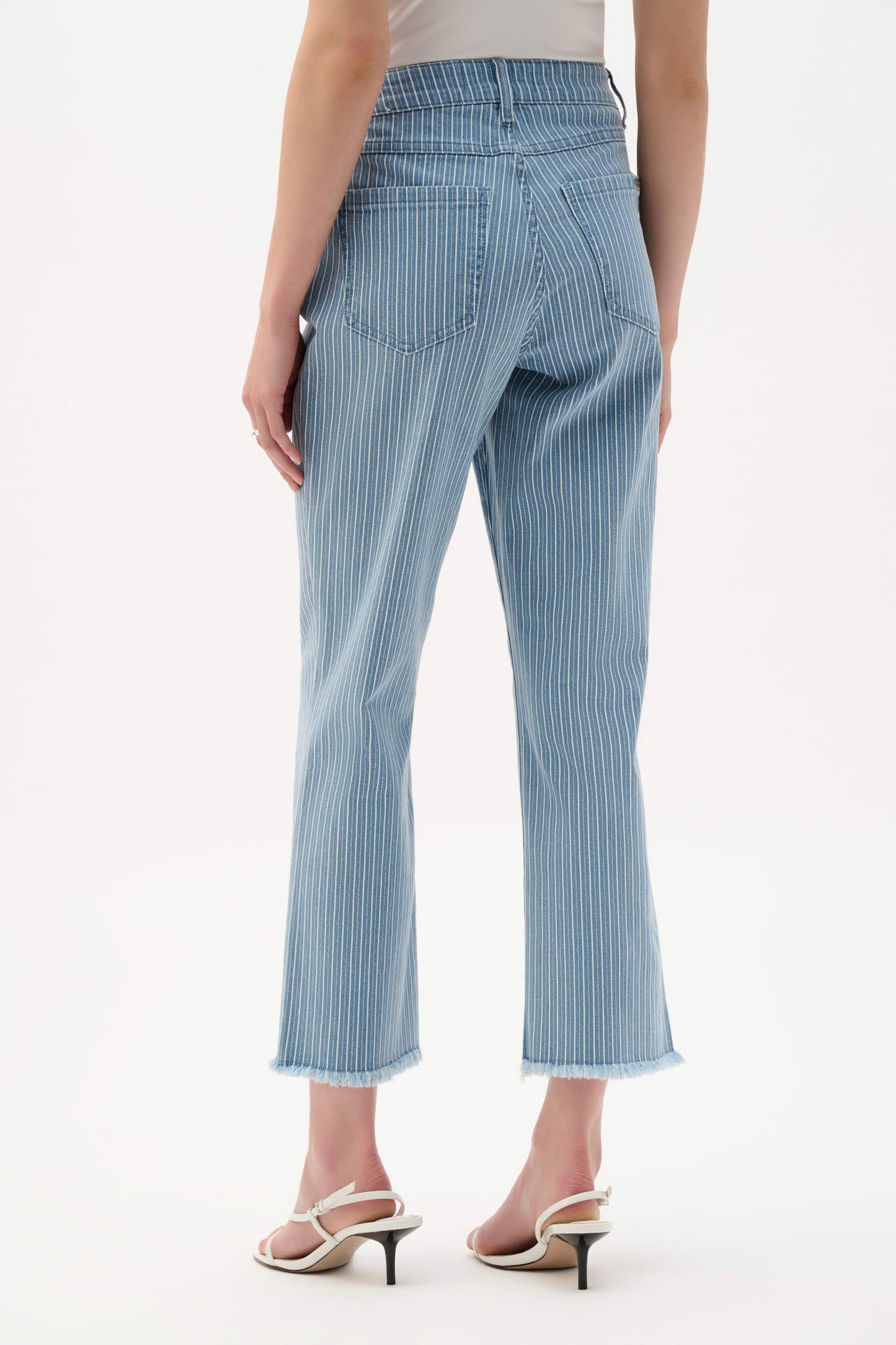 Joseph Ribkoff Cotton Denim Stripe Print Straight Jeans - Sizes: 14 16