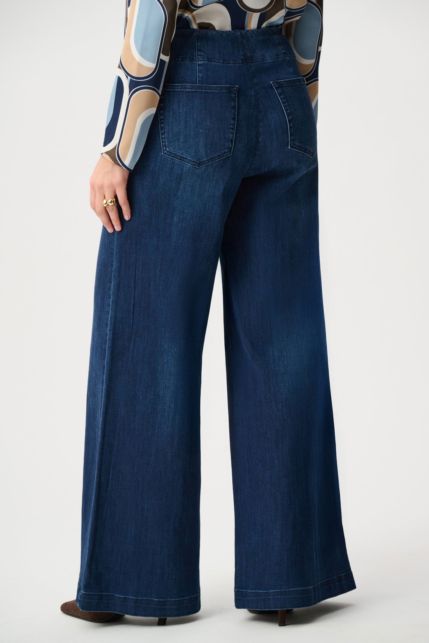 Joseph Ribkoff Denim Palazzo High-Rise Pull-On Jeans - Sizes: 14