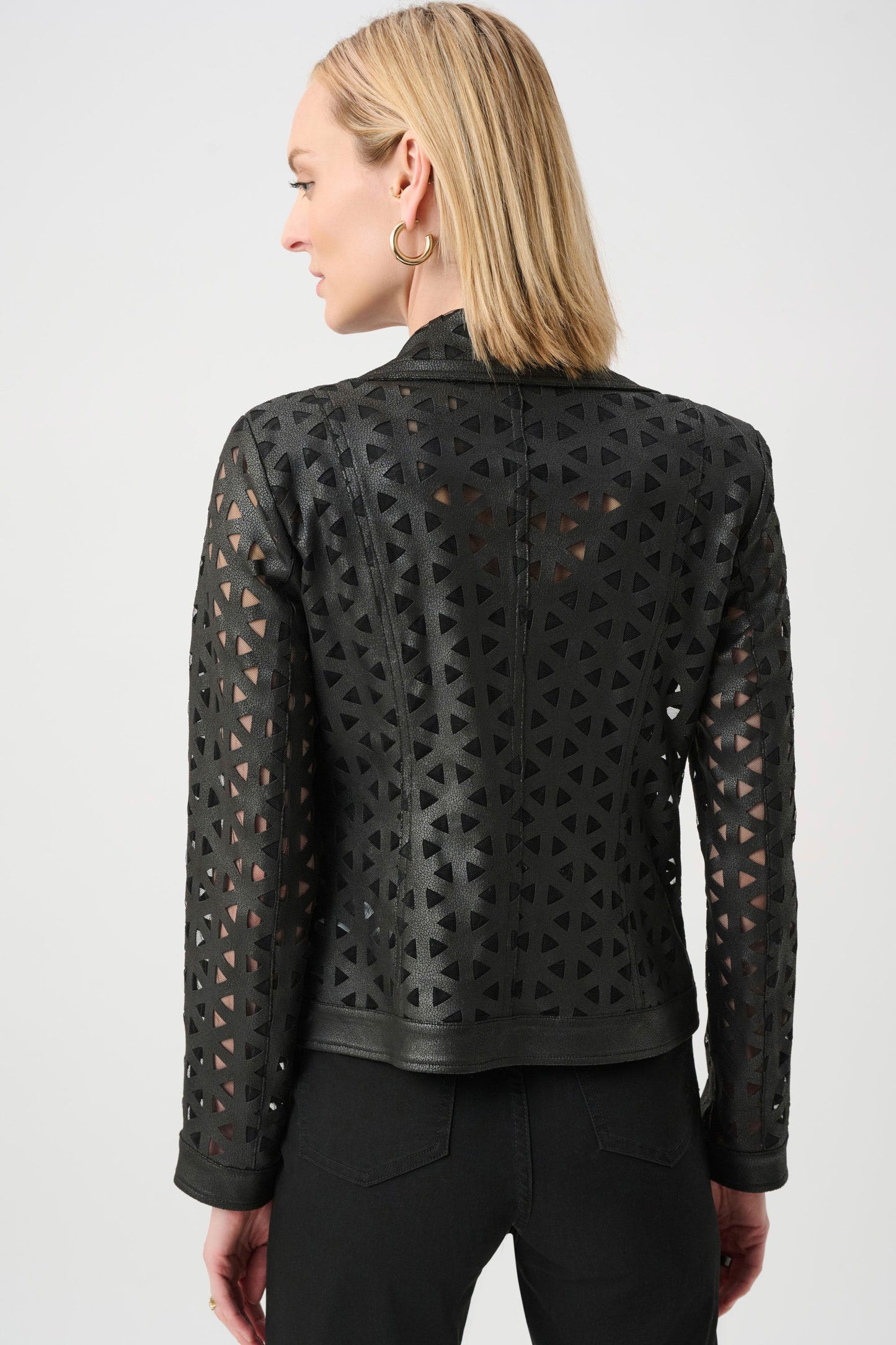 Joseph Ribkoff Faux Suede And Mesh Jacket - Black - Sizes: S