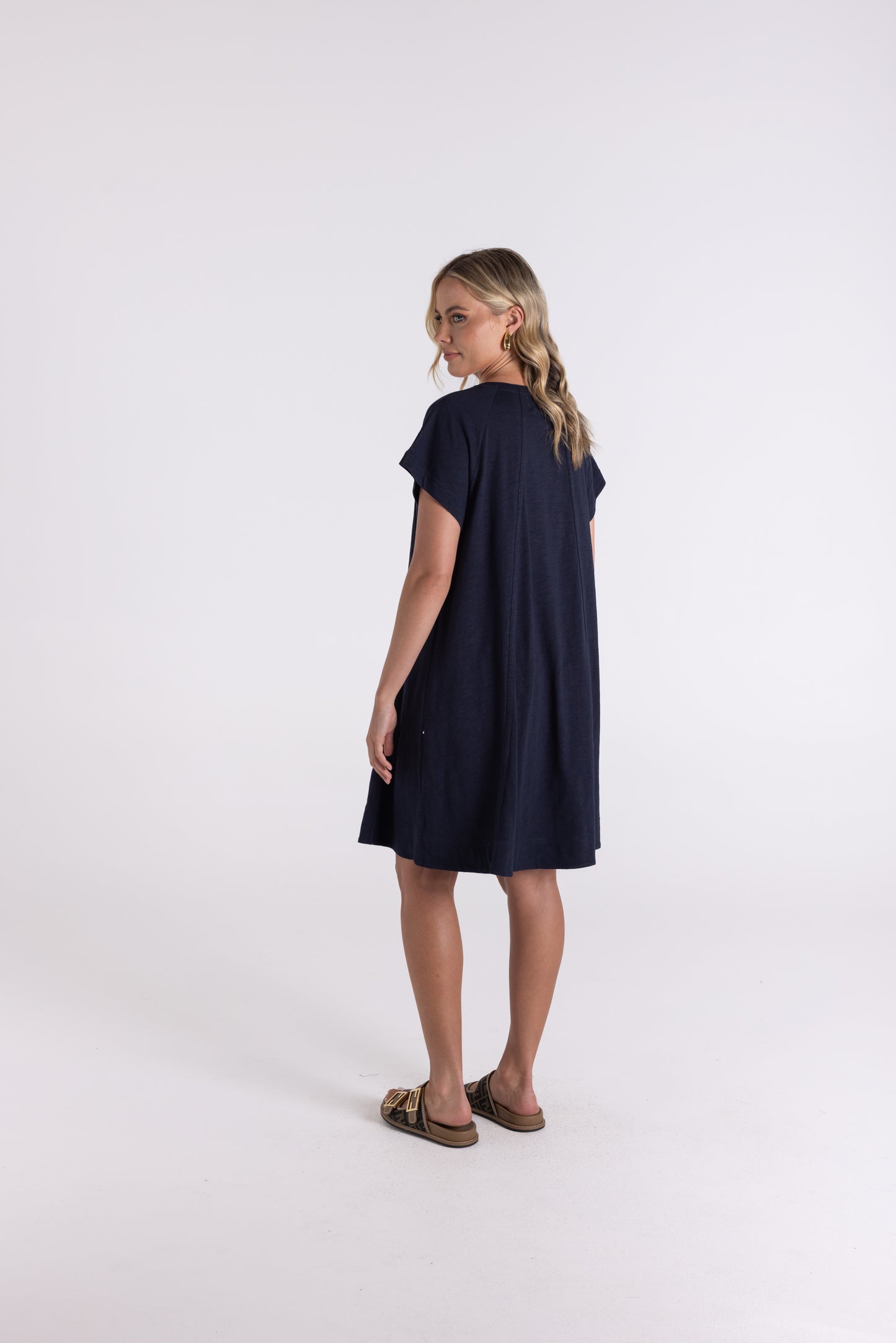 Two-T's "Cotton Tee Dress" Navy - Sizes: 8