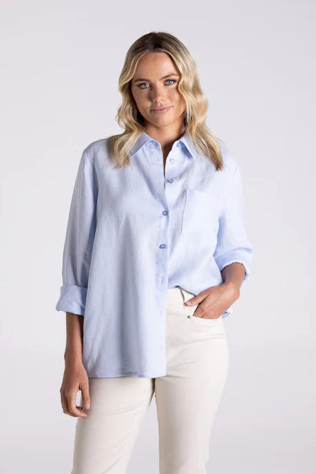 Two-T's Classic Linen Shirt - Ice Blue - Sizes: 8 14