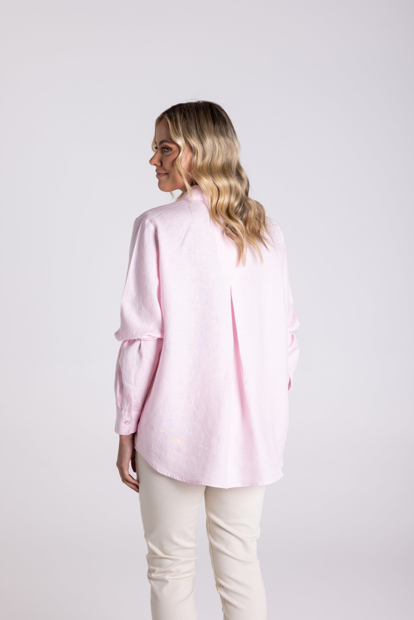 Two-T's Linen Shirt Pale Pink - Sizes: 10