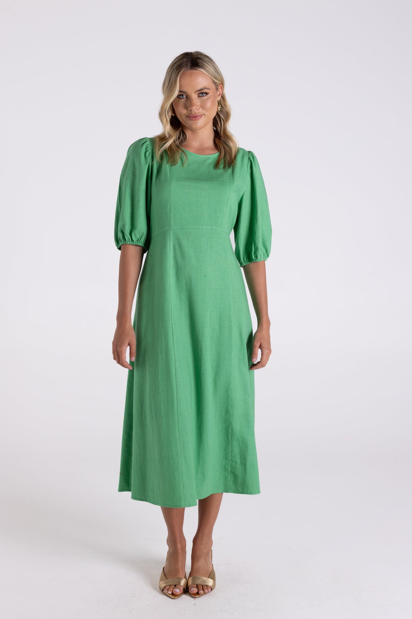 Two - T's Round Neck Midi Dress - Fern - Sizes: 10 12 14