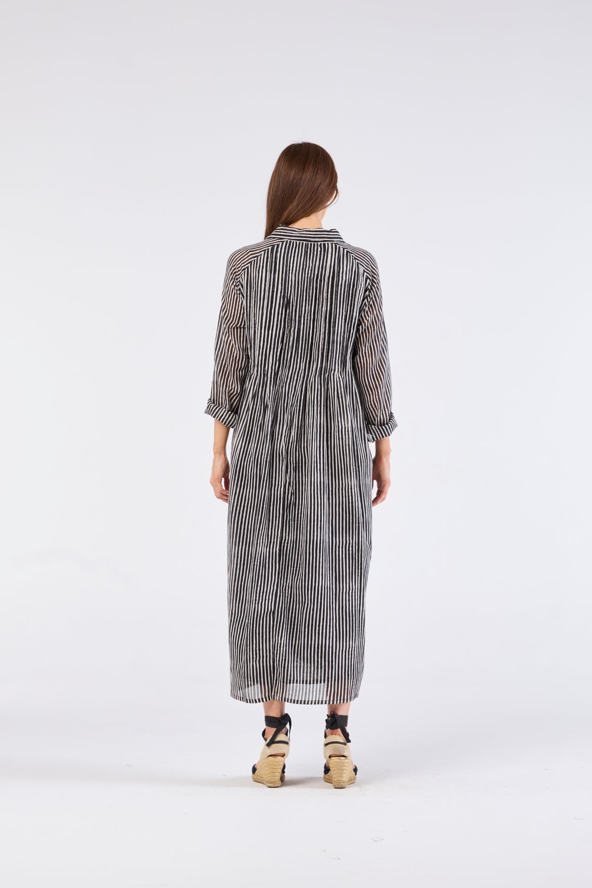 Au Hasard D'Un Voyage Striped Dress - Taupe & Black - Sizes: M XL
