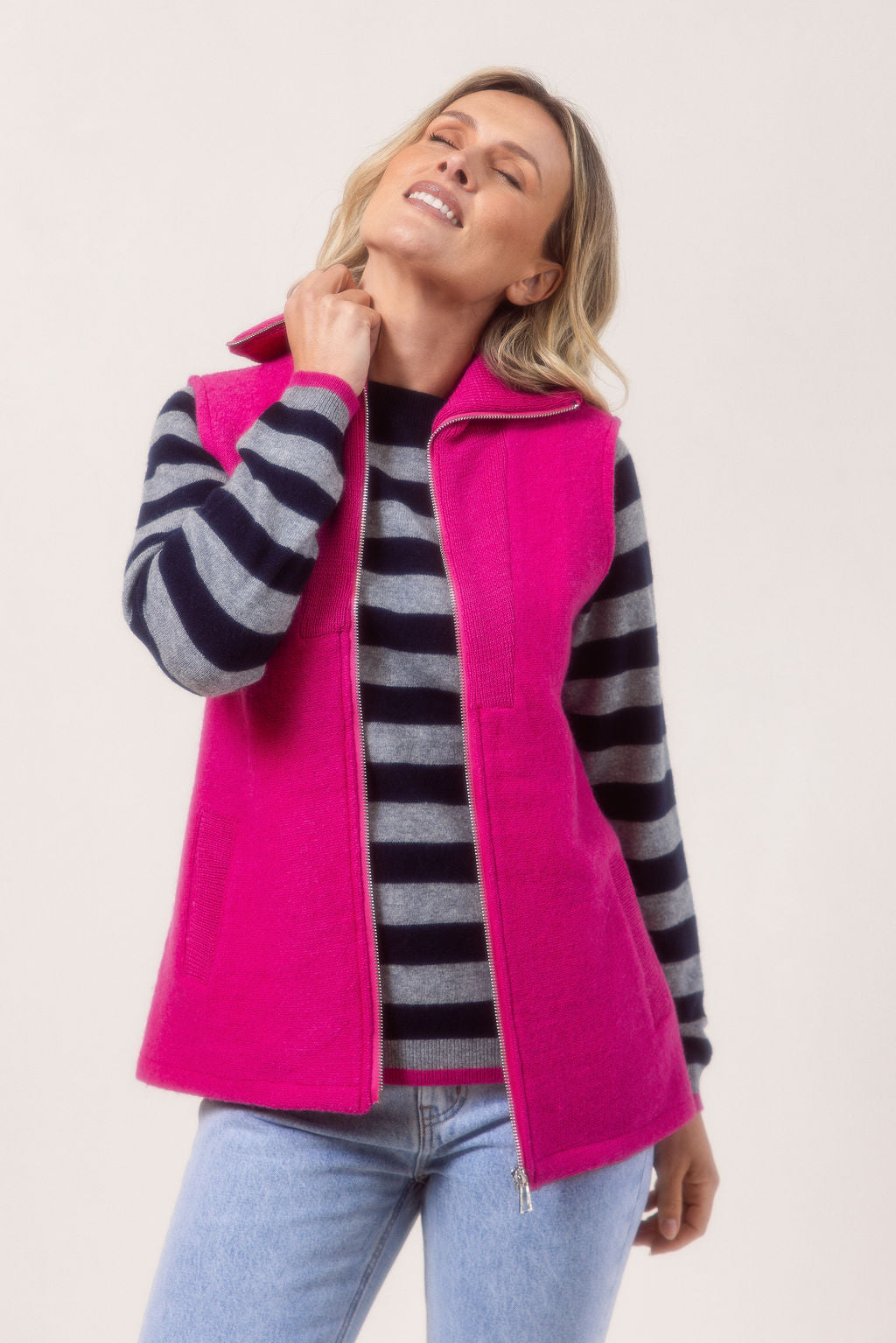 See Saw Boiled Wool Vest - Hot Pink - Sizes: S M L