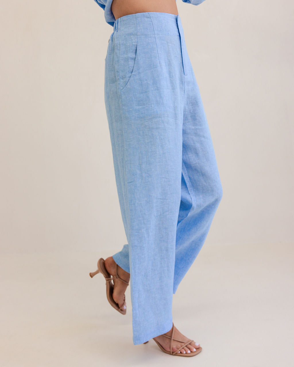 Kaleido Chambray Linen Wide Leg Pant - Sizes: 16