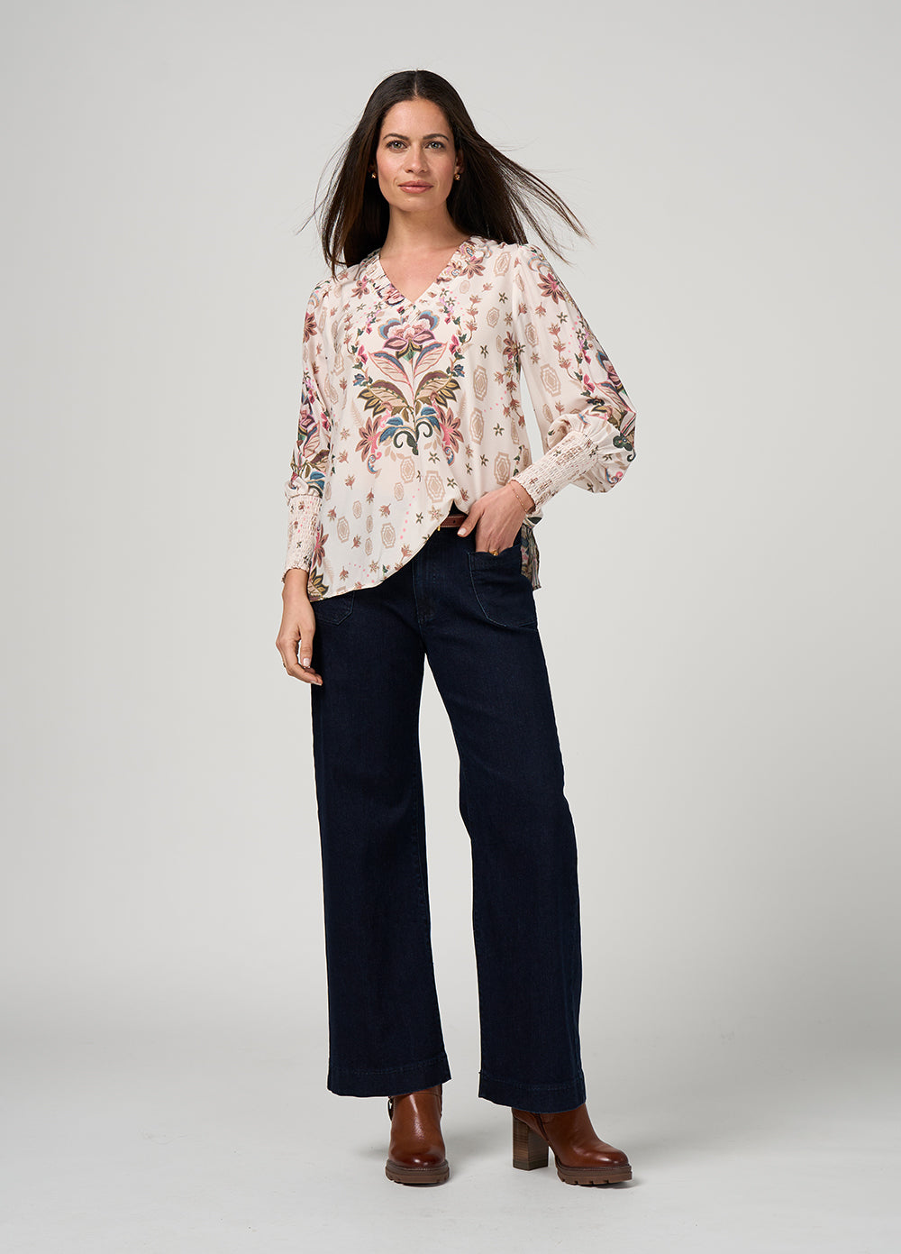 Loobie's Story "Antoinette Blouse" Bone Multi - Sizes: 10