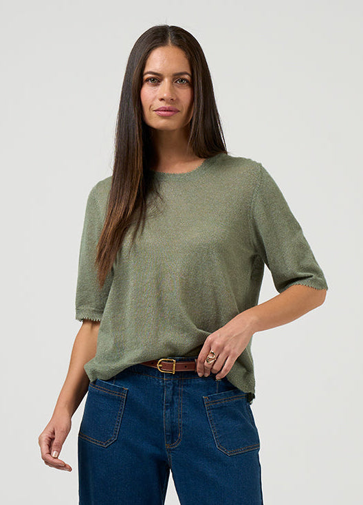 SALE Loobie's Story "Lumira Tee" - Sage - Sizes: S M L XL