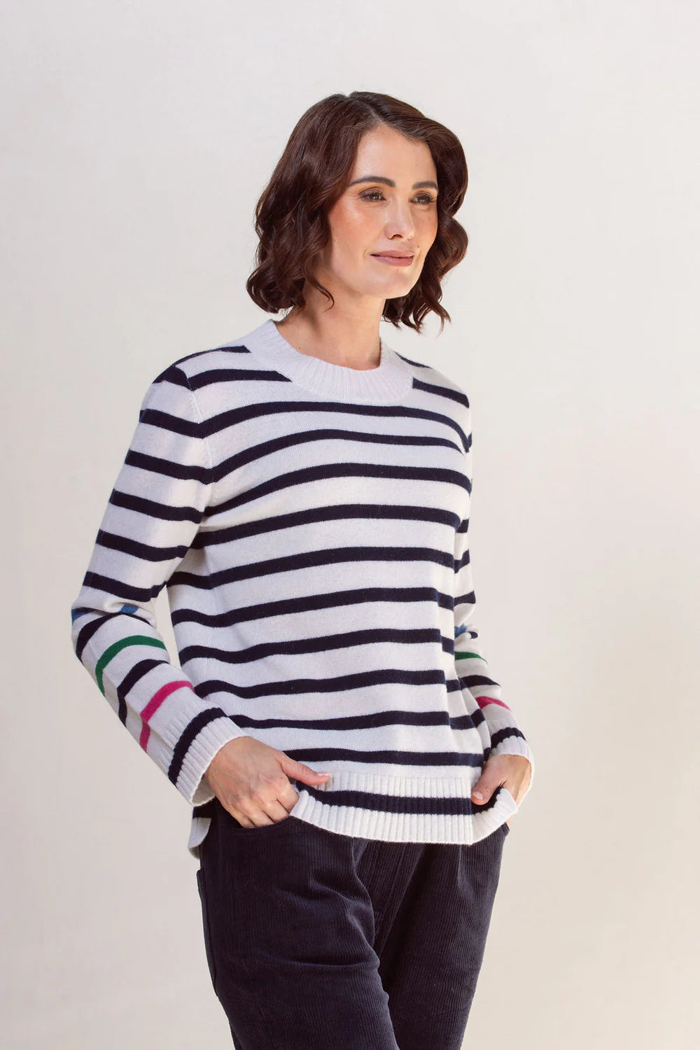 See Saw Merino Wool Multi Stripe Sweater- Sizes: S L XL