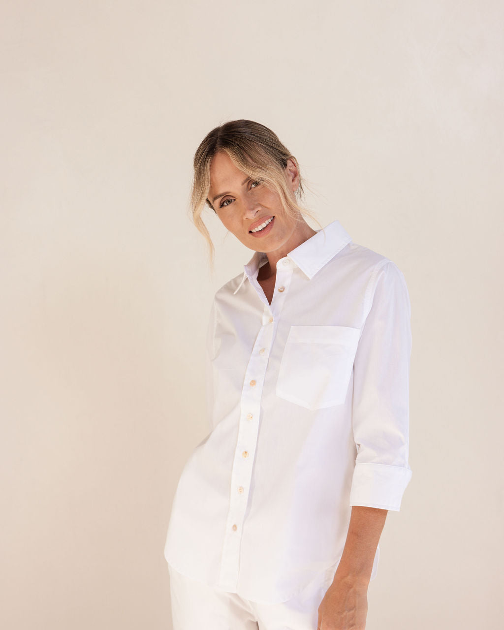 See Saw White Cotton Button Up Shirt - Sizes: 10 16 18