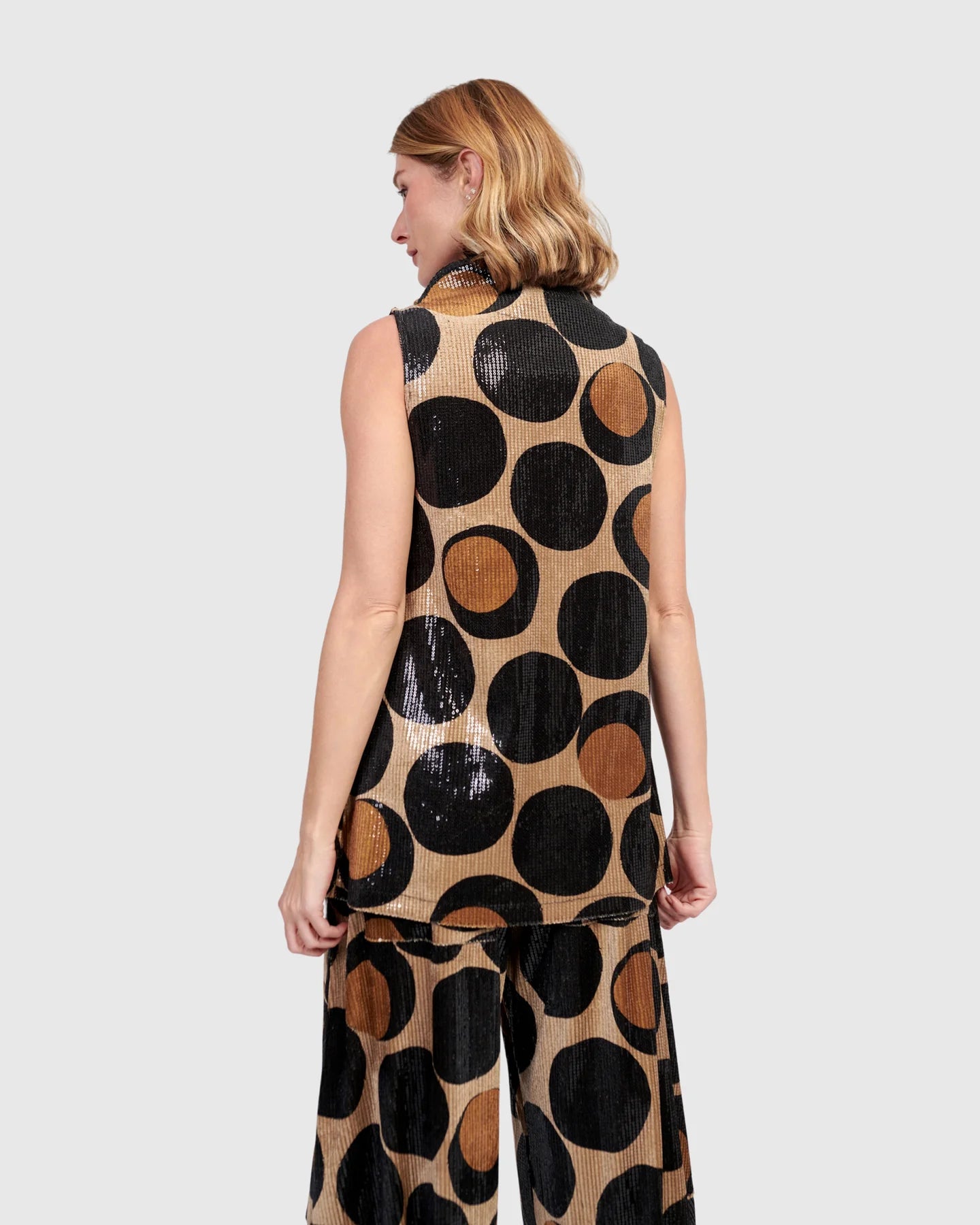 Alembika Tinsel Sequin Bistro Top - Eclipse Print - Sizes: S M