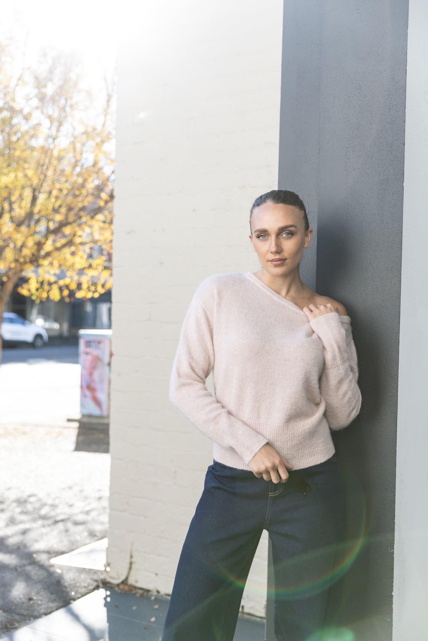 Two - T's Off Shoulder Fluffy Knit - Pink - Sizes: S M L