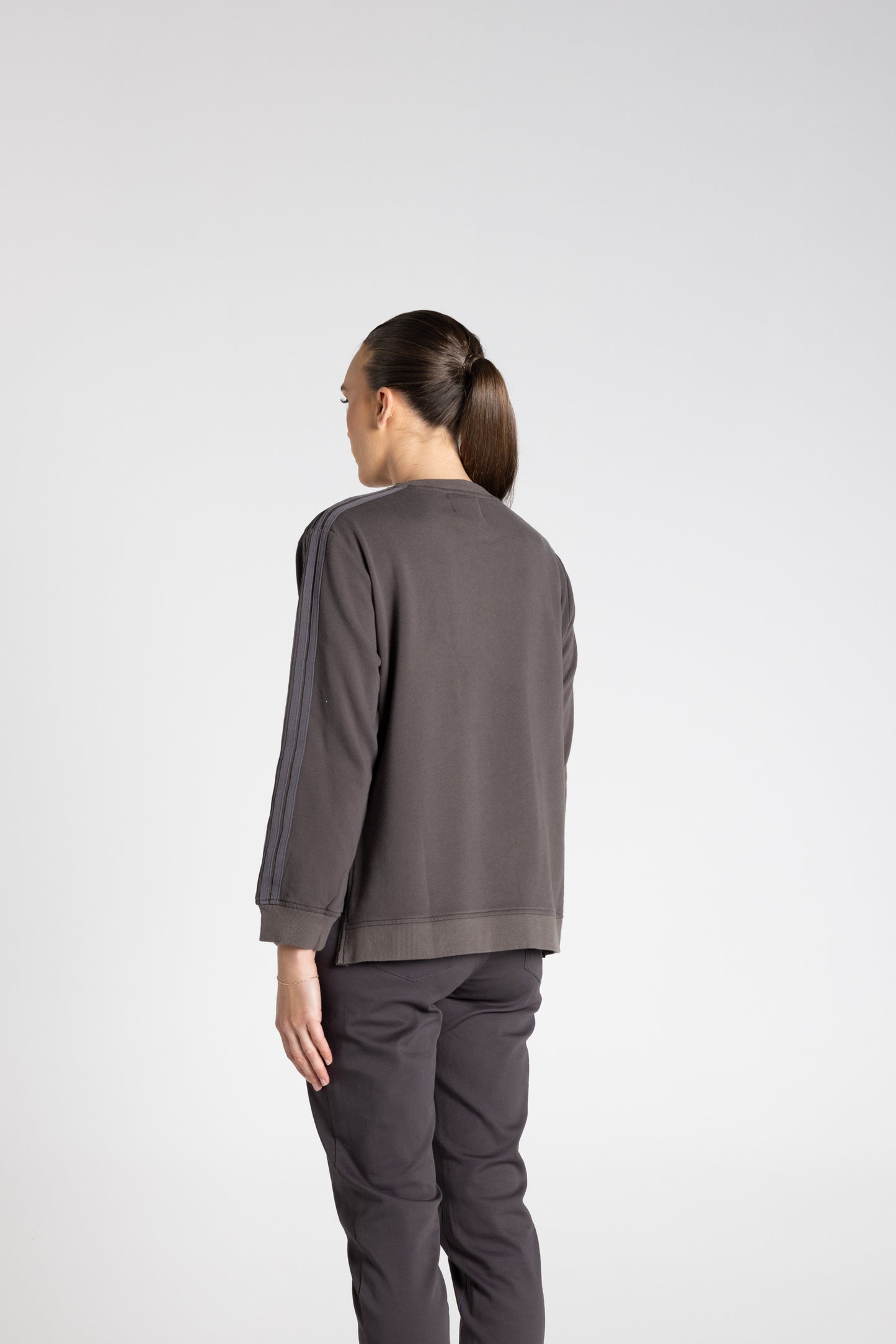 Two-T's Dropped Shoulder Logo Sweater - Slate - Sizes: 10 12 14 16