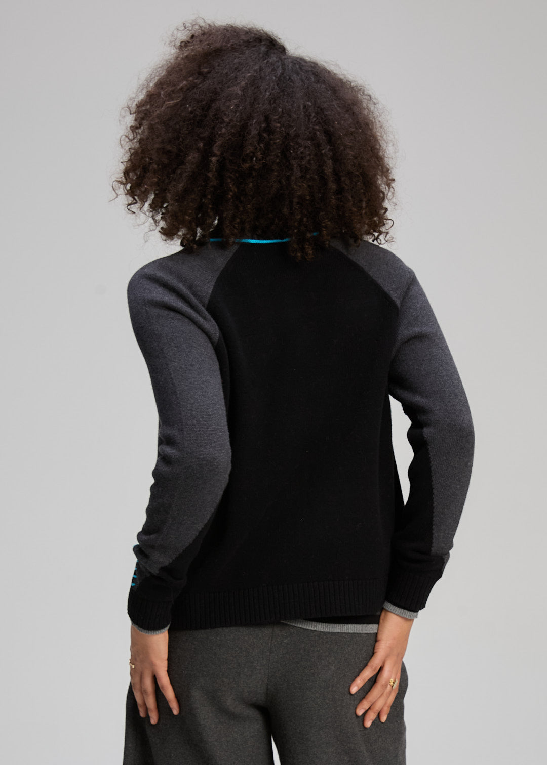 Zaket & Plover Dual Stitch Cardi - Charcoal/Black - Sizes: S M L XL