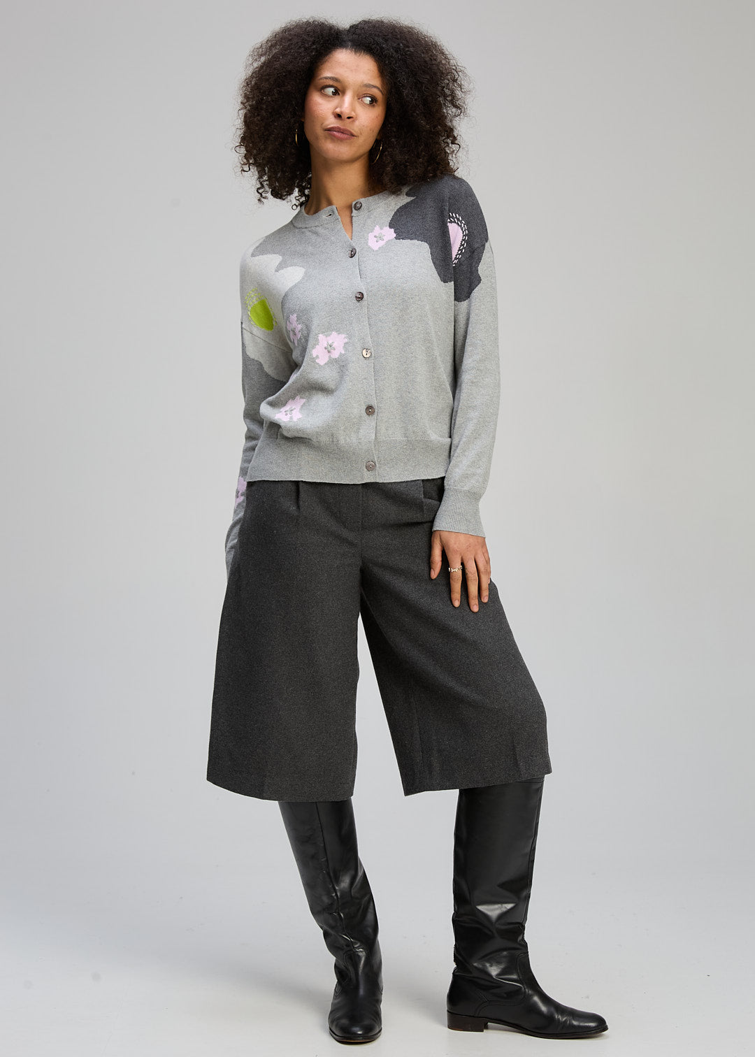 Zaket & Plover "Petal Play" Cardi - Marl - Sizes: XS S M L