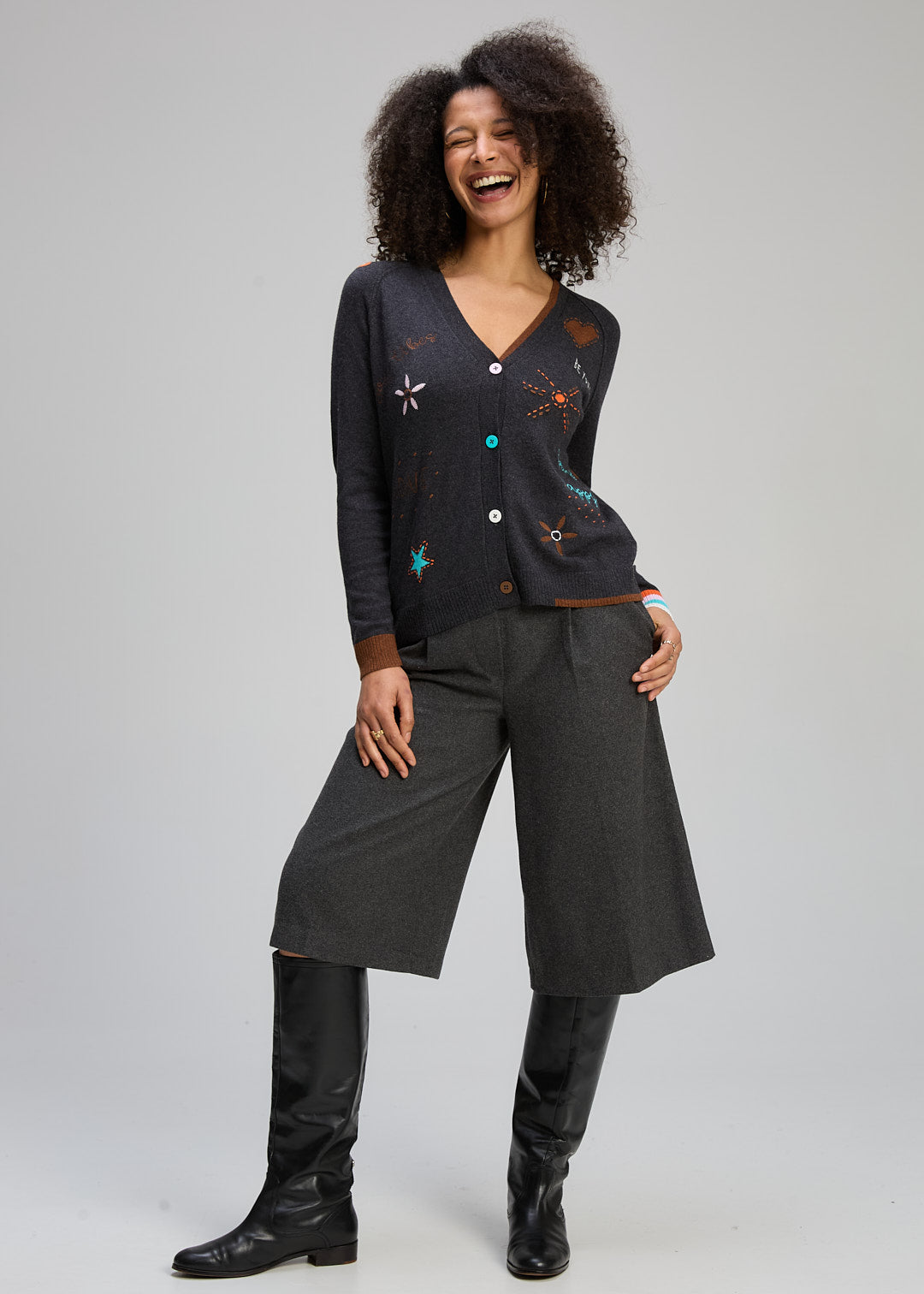 Zaket & Plover "Good Energy Cardi" - Charcoal - Sizes: XS S M L XL