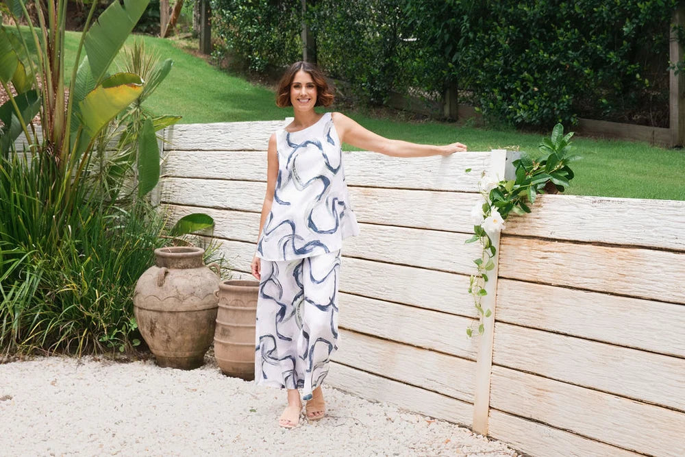 See Saw Riverstone Palazzo Pant - Riverstone Print - Sizes: 14 16