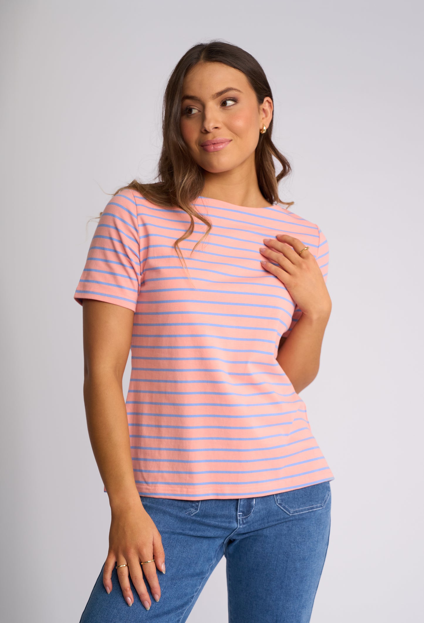 Vassalli "Raya Top" - Apricot/Blue - Sizes: 8 10 14 16 18