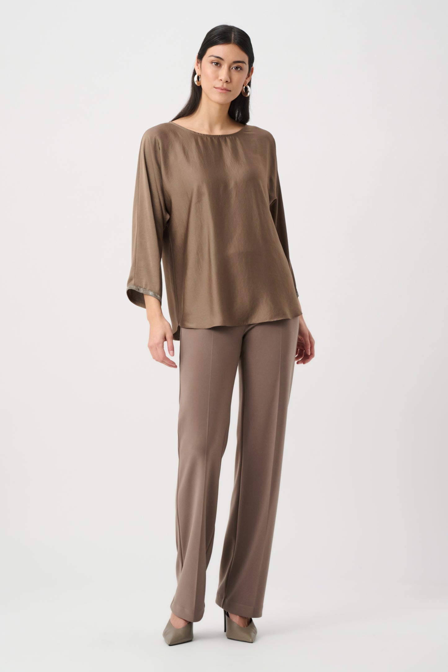 Joseph Ribkoff Classic Wide Leg Pants - Mink - Sizes: 10 14 16
