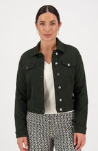 Load image into Gallery viewer, Vassalli Knit Denim Button Up Jacket- Forest - Sizes: 12 14 16