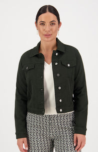 Vassalli Knit Denim Button Up Jacket- Forest - Sizes: 12 14 16