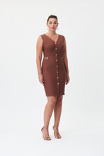 Load image into Gallery viewer, SALE  Joseph Ribkoff   Sleeveless Dress With Gold Detail   Espresso  -  Sizes: 8  12