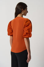 Load image into Gallery viewer, SALE  Joseph Ribkoff   Puffed Sleeve Zip Top - Tandoori  -  Sizes: 12