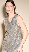 Load image into Gallery viewer, Joseph Ribkoff  Cowl Neck Sequin Tank in Silver - Sizes: 14
