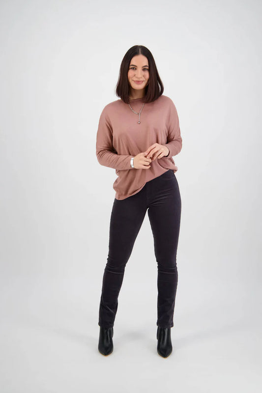 Vassalli "Bay Cord Pull On Pant" - Charcoal - Sizes: 8 10 12 14 16 18