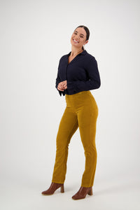 Vassalli Slim Leg Cord Pant - Mustard - Sizes: 10 12 14 16