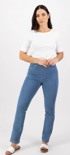 Vassalli   Mid Wash Slim Pull On Jean  -  Sizes: 10