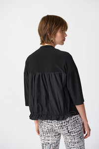 Joseph Ribkoff  Black Relaxed 2 Fabric Jacket - Sizes: 8  10  12  14  16