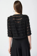 Load image into Gallery viewer, Joseph Ribkoff  Black Soft Feathered Crop Jacket - Sizes: 8  10  16