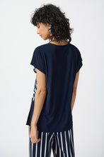 Load image into Gallery viewer, Joseph Ribkoff  Navy &amp; White Square Cap Sleeve Top - Sizes: 8  10  12  14