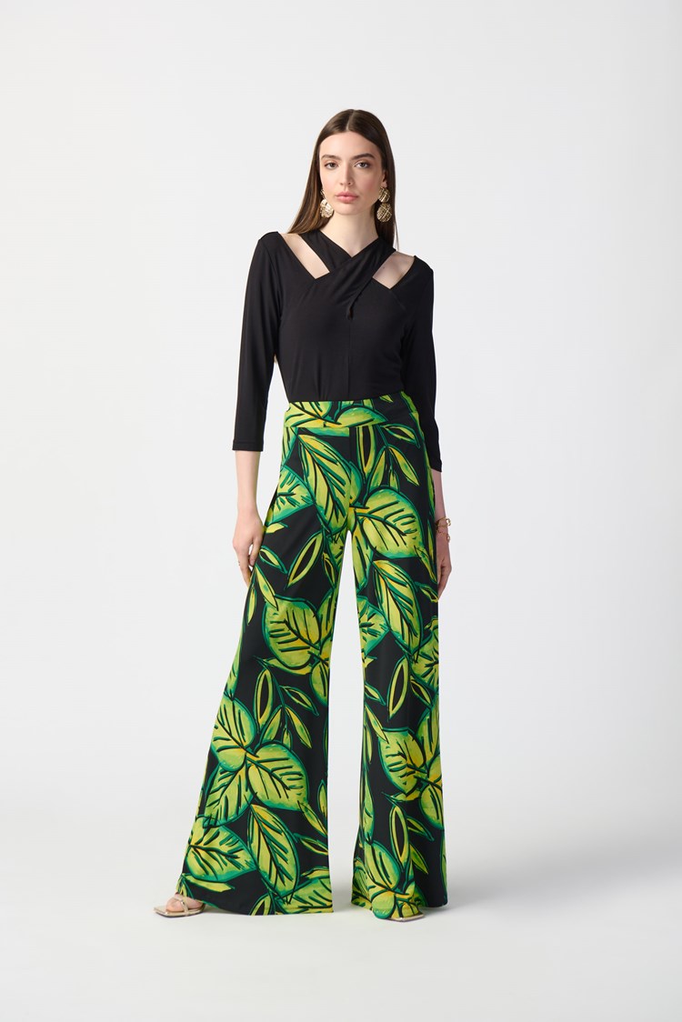 SALE   Joseph Ribkoff   Leaf Print Palazzo Pant    -   Size:  16