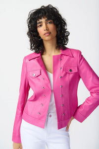 Joseph Ribkoff Hot Pink Suede Jacket with Metal Trims - Sizes: S M L