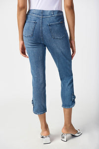 Joseph Ribkoff   Slim Crop Jeans w Bow Detail   -  Size:  16