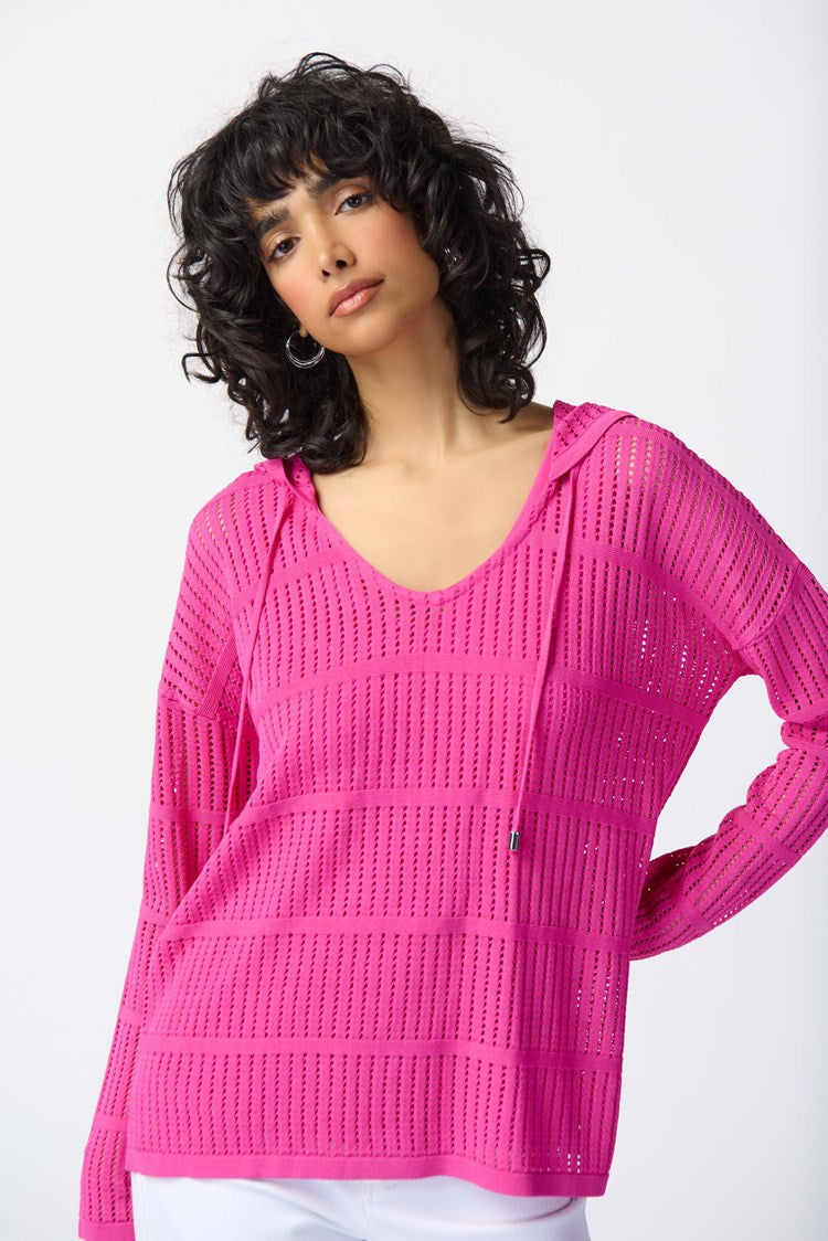 Joseph Ribkoff Soft Knit Hoodie- Ultra Pink - Sizes: M L
