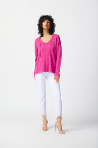 Joseph Ribkoff Soft Knit Hoodie- Ultra Pink - Sizes: M L
