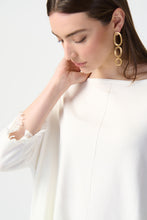 Load image into Gallery viewer, Joseph Ribkoff   White Square Knit Top Frayed Detail  -  Size:   M/L