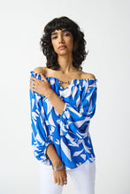 Load image into Gallery viewer, Joseph Ribkoff Off-Shoulder Top -Blue/Vanilla - Sizes: 8 10