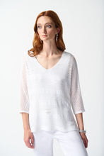 Load image into Gallery viewer, Joseph Ribkoff  White Loose Knit 3/4 Sleeve Top - Sizes: S  M  L