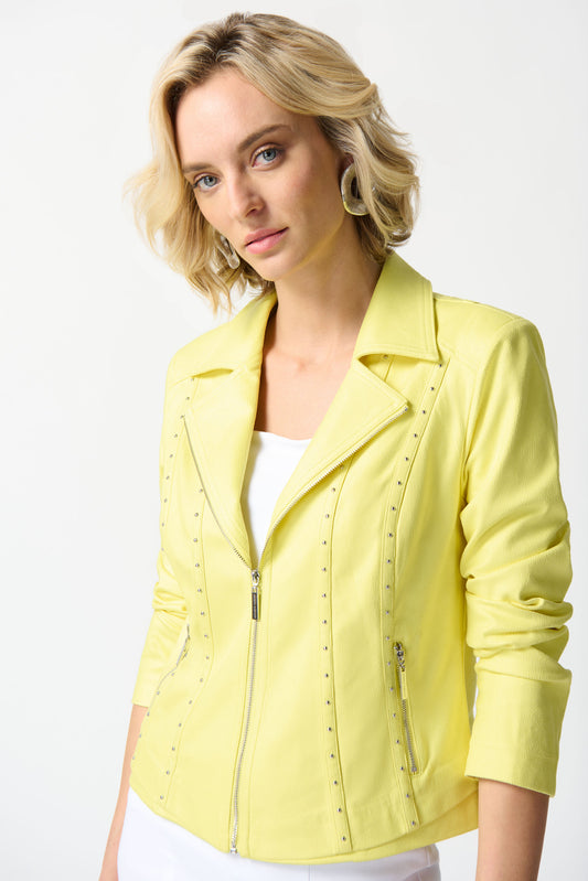 SALE   Joseph Ribkoff    Yellow Faux Leather Jacket   -   Size:  S