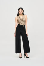 Load image into Gallery viewer, Joseph Ribkoff Foldover Pant with Gold Buckle Feature in Black - Sizes: 10  12    16  18