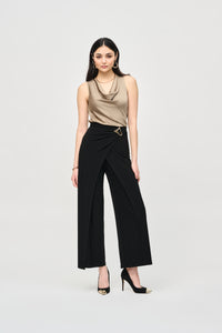 Joseph Ribkoff Foldover Pant with Gold Buckle Feature in Black - Sizes: 10  12    16  18