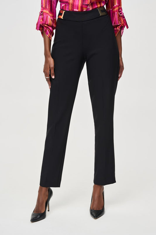 Joseph Ribkoff    Black Slim Pull-On Pants w Gold Buckle -  Sizes: 8  12 14 16