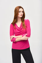 Load image into Gallery viewer, Joseph Ribkoff Pink Drape Neck Top - Sizes: 10 12 14